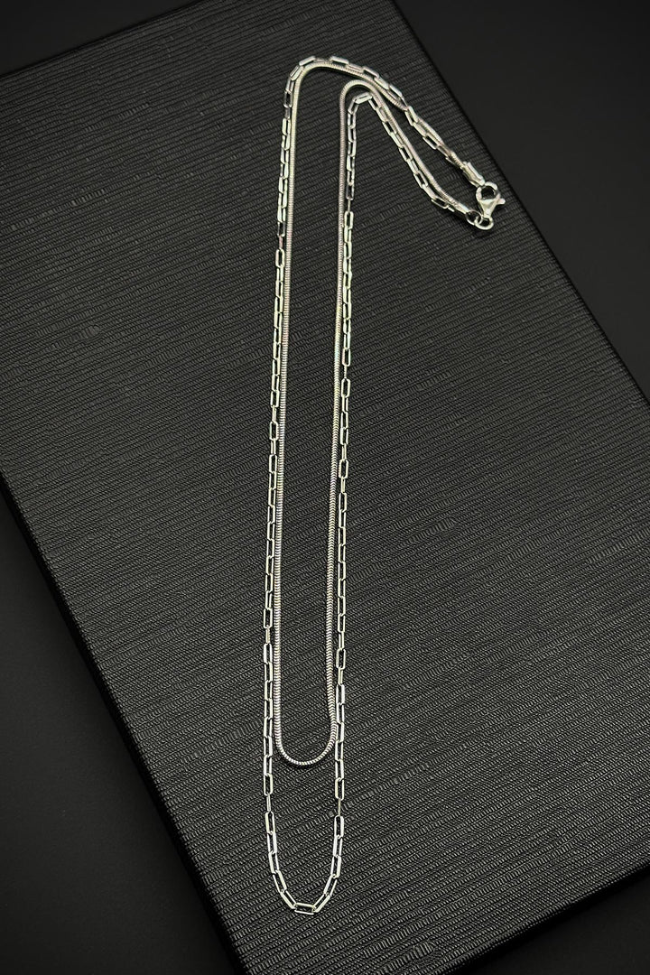 NVM FRNCH 925 Sterling Silver Italian Style Silver Color Men's Necklace FRJ30789-889-A - Millcreek