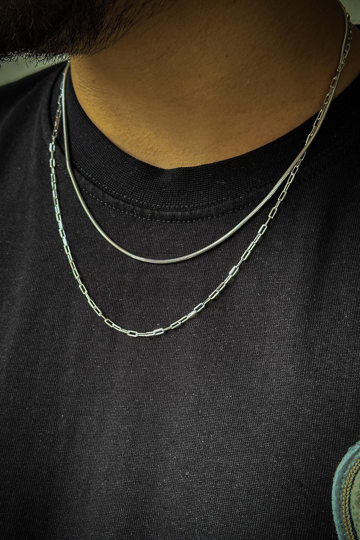 NVM FRNCH 925 Sterling Silver Italian Style Silver Color Men's Necklace FRJ30789-889-A - Millcreek