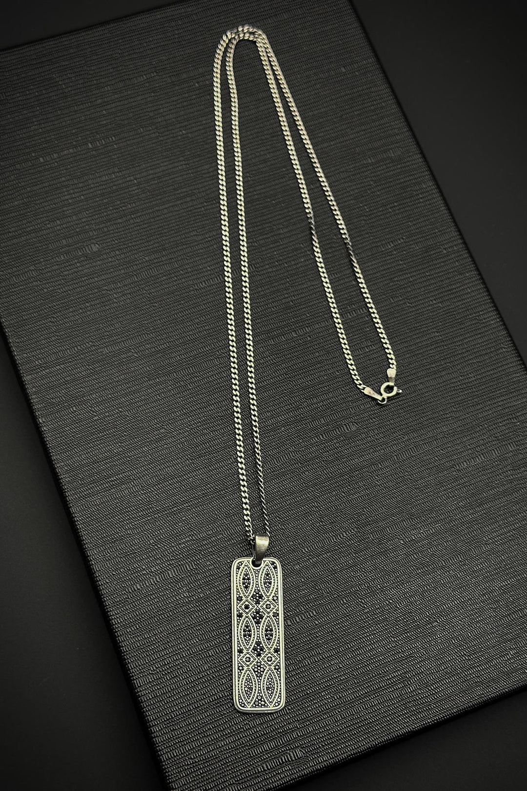 NVM FRNCH 925 Sterling Silver Italian Model Black Zircon Stone Silver Color Men's Necklace FRJ30762-862-S2 - Huntington Beach