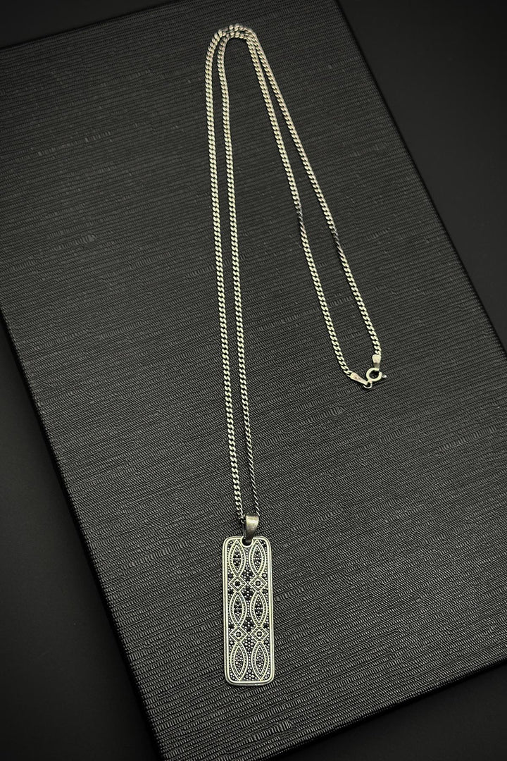 NVM FRNCH 925 Sterling Silver Italian Model Black Zircon Stone Silver Color Men's Necklace FRJ30762-862-S2 - Huntington Beach