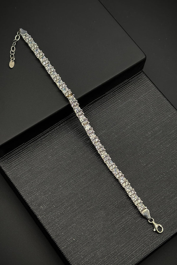 NVM FRNCH 925 Sterling Silver Italian Model White Color Men's Bracelet with Zircon Stone FRJ12317-3317-A - Menomonee Falls