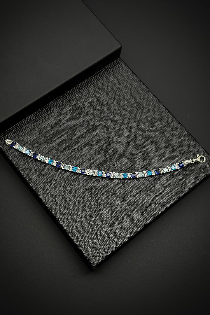 NVM FRNCH 925 Sterling Silver Italian Model Multi-Colored Zircon Stone Tennis Men's Bracelet FRJ12337-3337-CK - University City