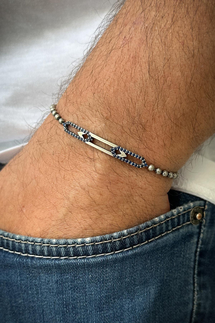 NVM FRNCH 925 Sterling Silver Italian Model Zircon Stone Silver Color Men's Bracelet FRJ12226-3226-AT - Ostend