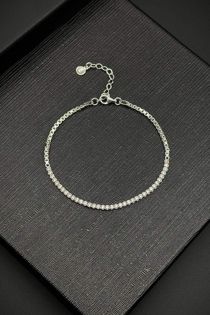 NVM FRNCH 925 Sterling Silver Italian Model Zircon Stone Silver Color Men's Bracelet FRJ12234-3234-A - Witten