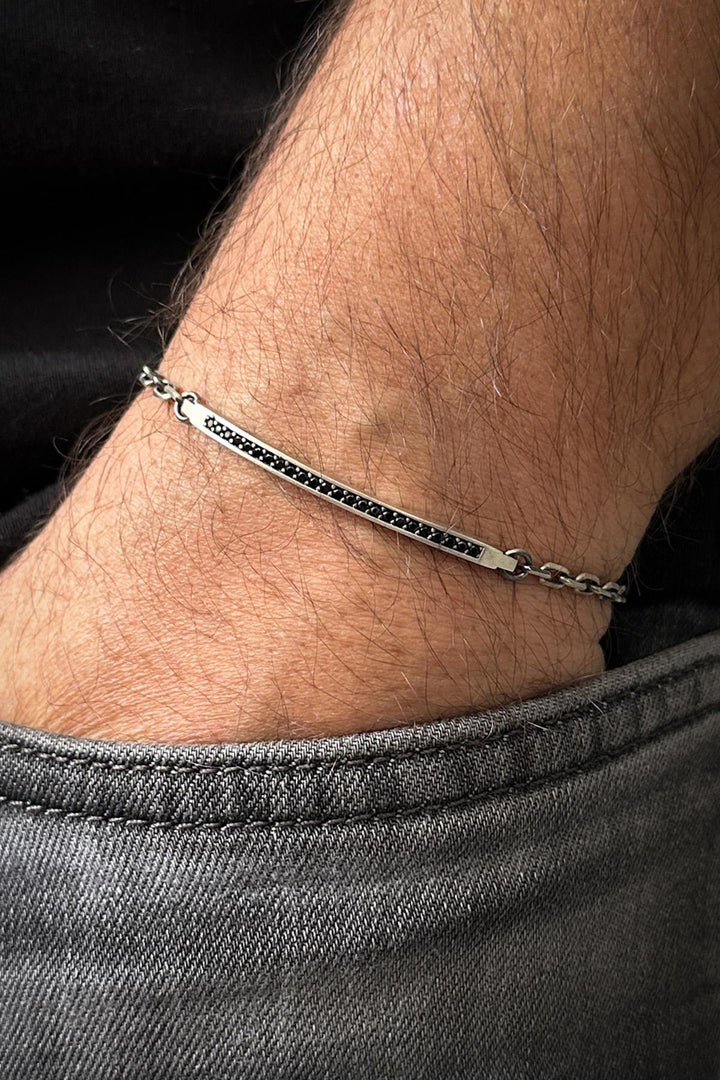 NVM FRNCH 925 Sterling Silver Italian Model Zircon Stone Silver Color Men's Bracelet FRJ12368-3368-B2 - Brăila