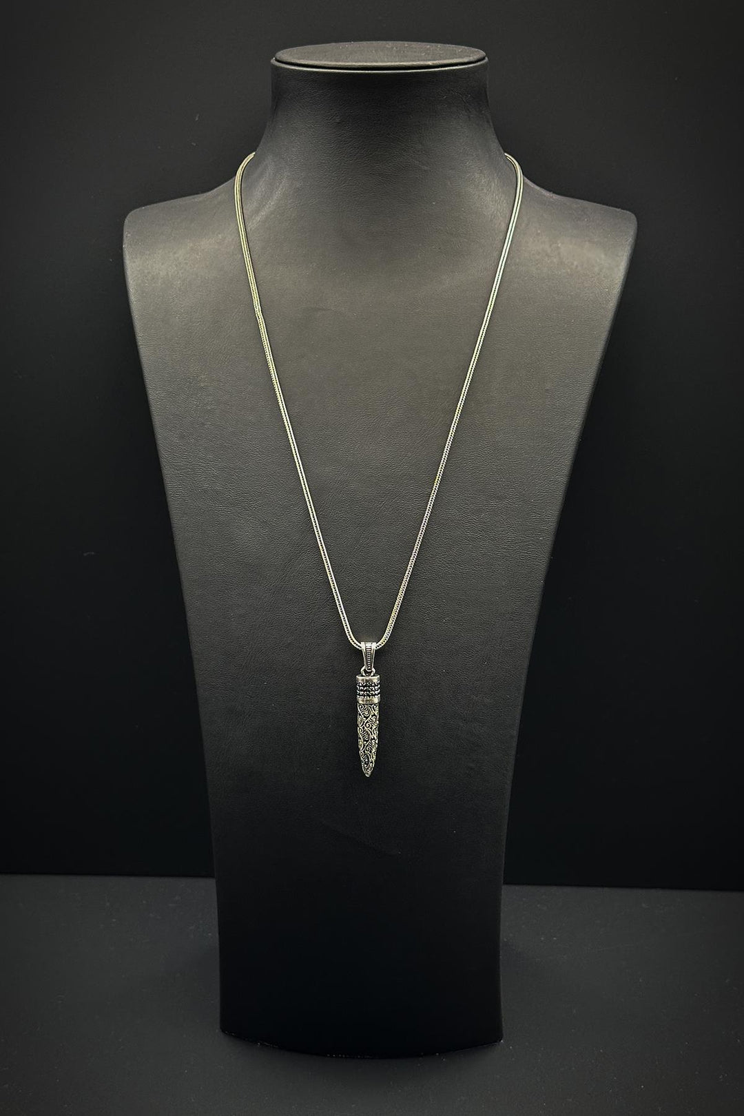 NVM FRNCH 925 Sterling Silver Bullet Shaped Silver Color Men's Necklace FRJ30694-794-A - Fuengirola