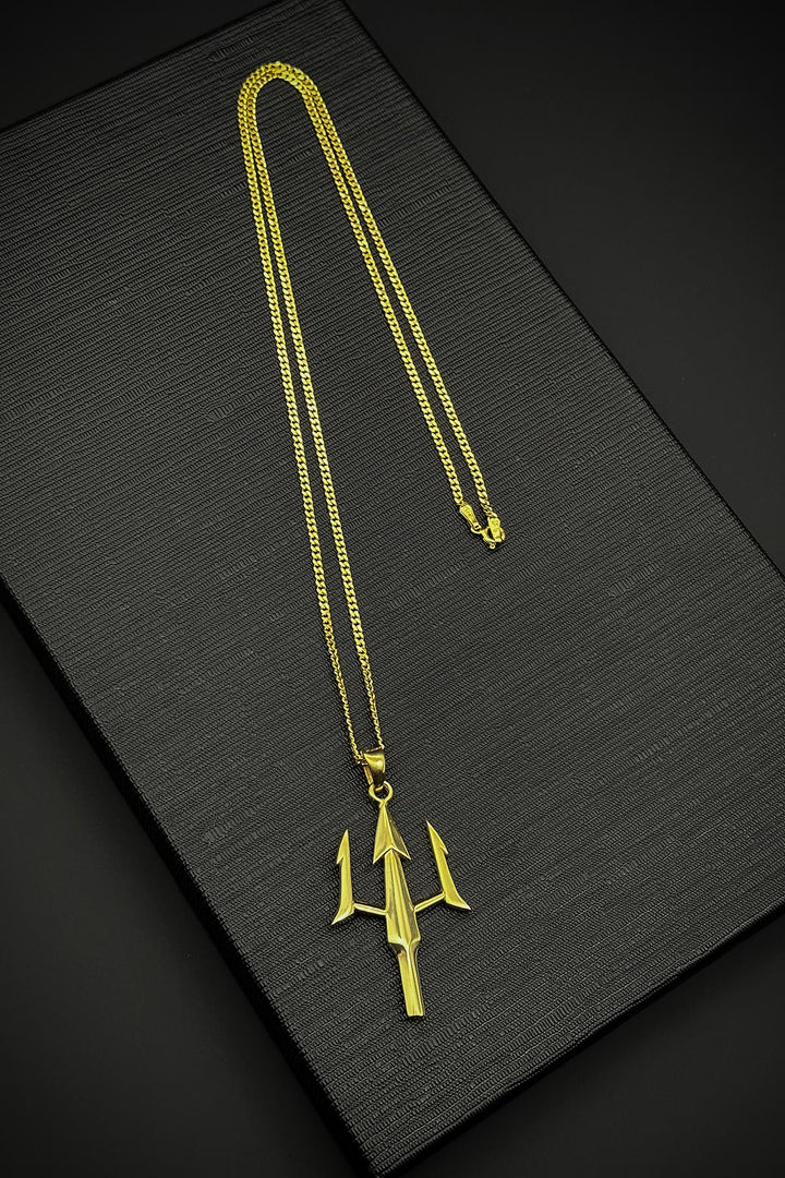 NVM FRNCH 925 Sterling Silver Poseidon Figured Gold Color Men's Necklace FRJ30730-830-G - Colorado Springs