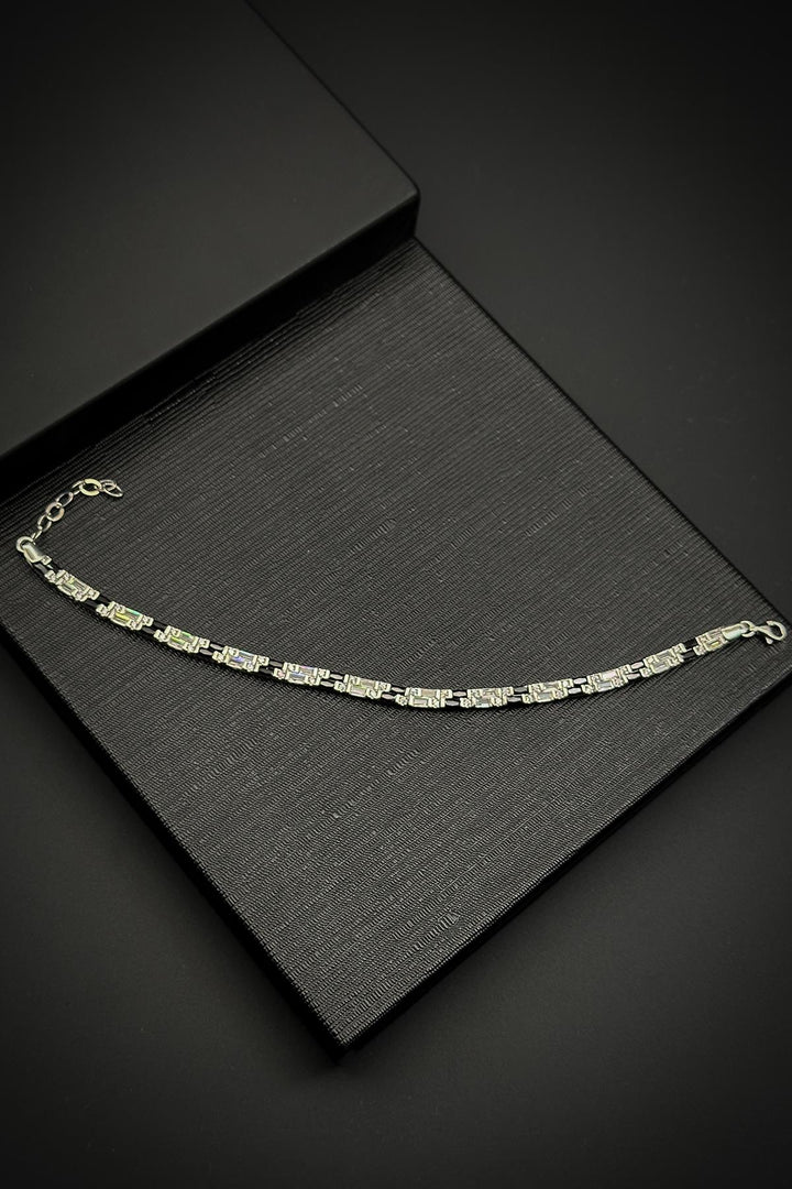 NVM FRNCH 925 Sterling Silver Black-White Colored Zircon Stone Tennis Men's Bracelet FRJ11908-2008-SB2 - Ensenada