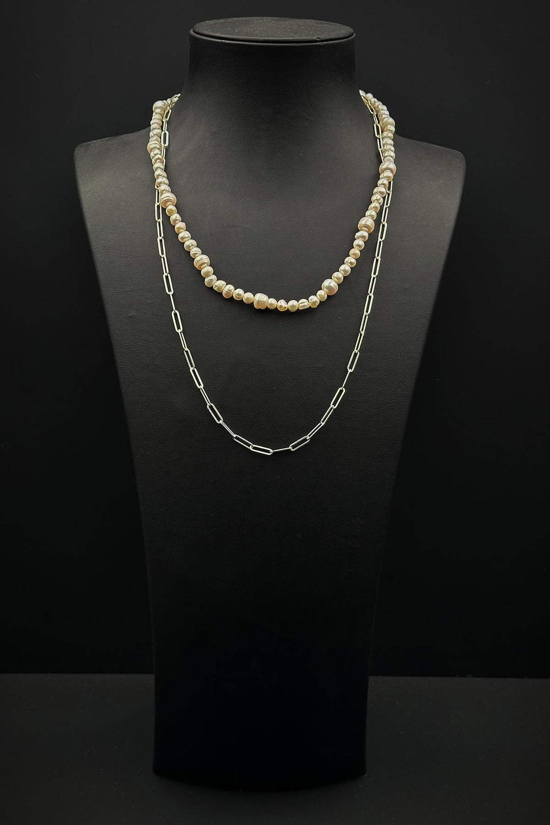 NVM FRNCH 925 Sterling Silver and Pearl Stone Silver Color Men's Necklace FRJ30814-914-A - Versailles