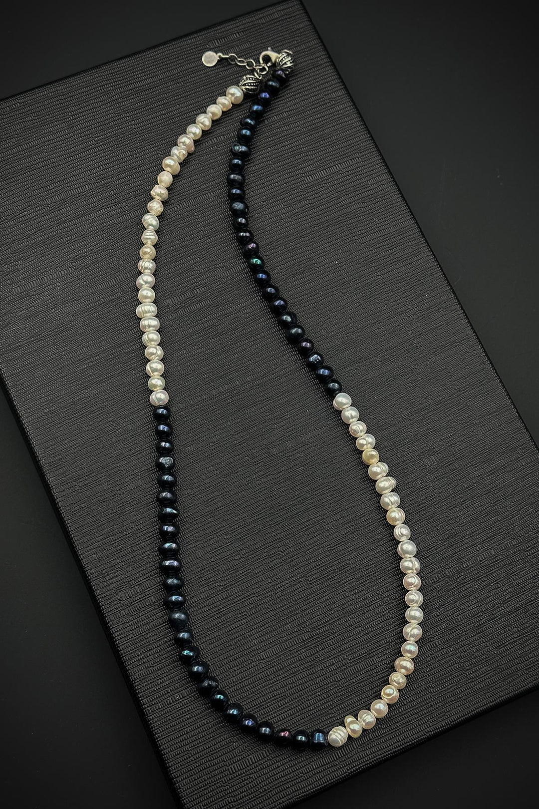 NVM FRNCH 925 Sterling Silver and Pearl Stone Navy-White Color Men's Necklace FRJ30807-907-LA - Suffolk