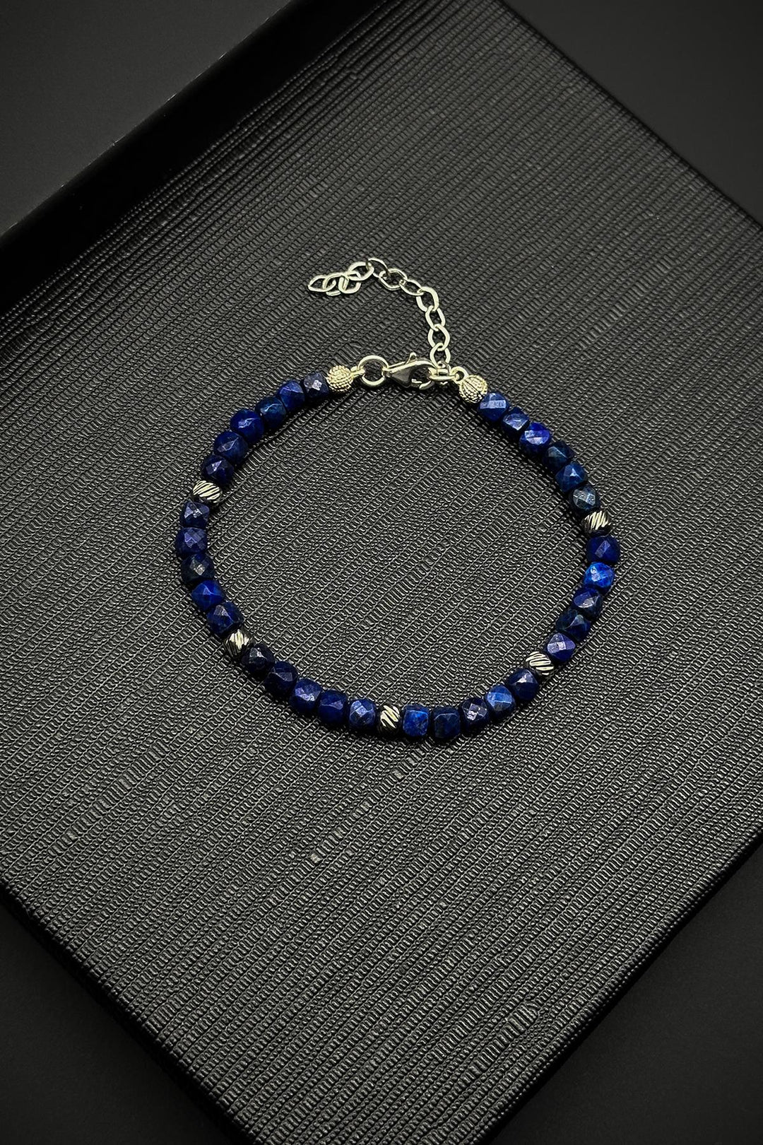 NVM FRNCH 925 Sterling Silver and Lapis Lazuli Natural Stone Navy Men's Bracelet FRJ12334-3334-L2 - Hickory