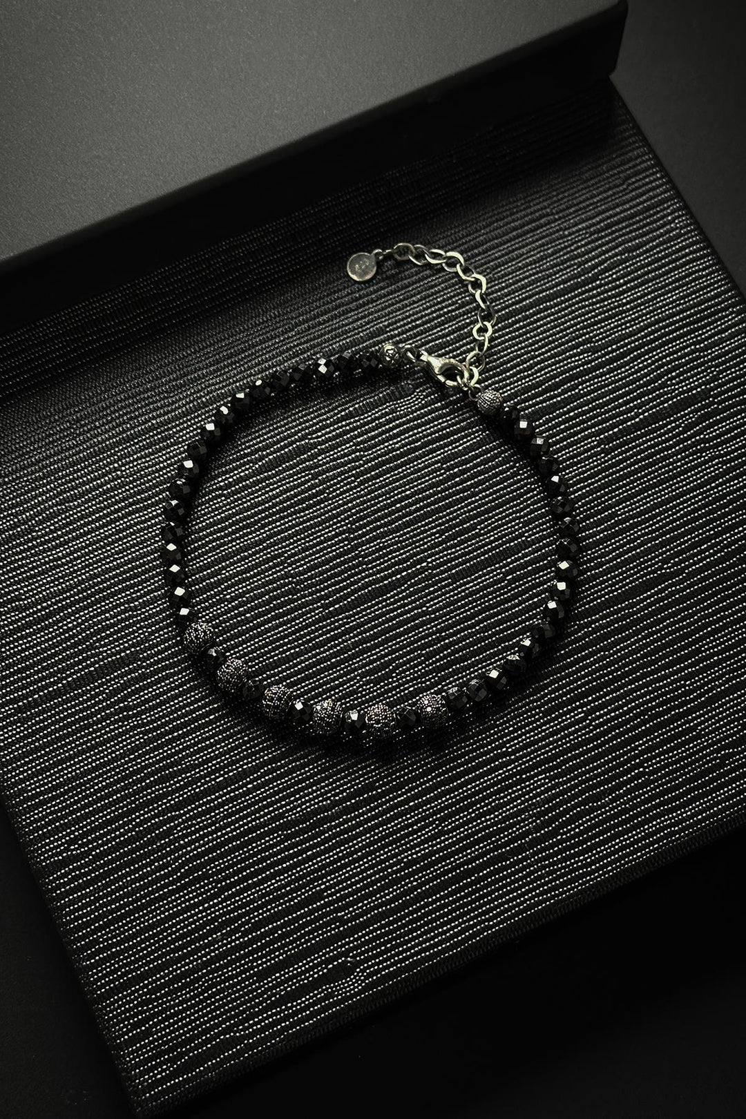 NVM FRNCH 925 Sterling Silver and Sapphire Natural Stone Zircon Piece Black Color Men's Bracelet FRJ12421-3421-S - Mulhouse