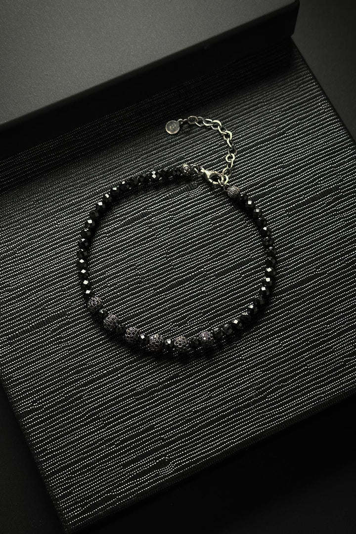 NVM FRNCH 925 Sterling Silver and Sapphire Natural Stone Zircon Piece Black Color Men's Bracelet FRJ12421-3421-S - Mulhouse