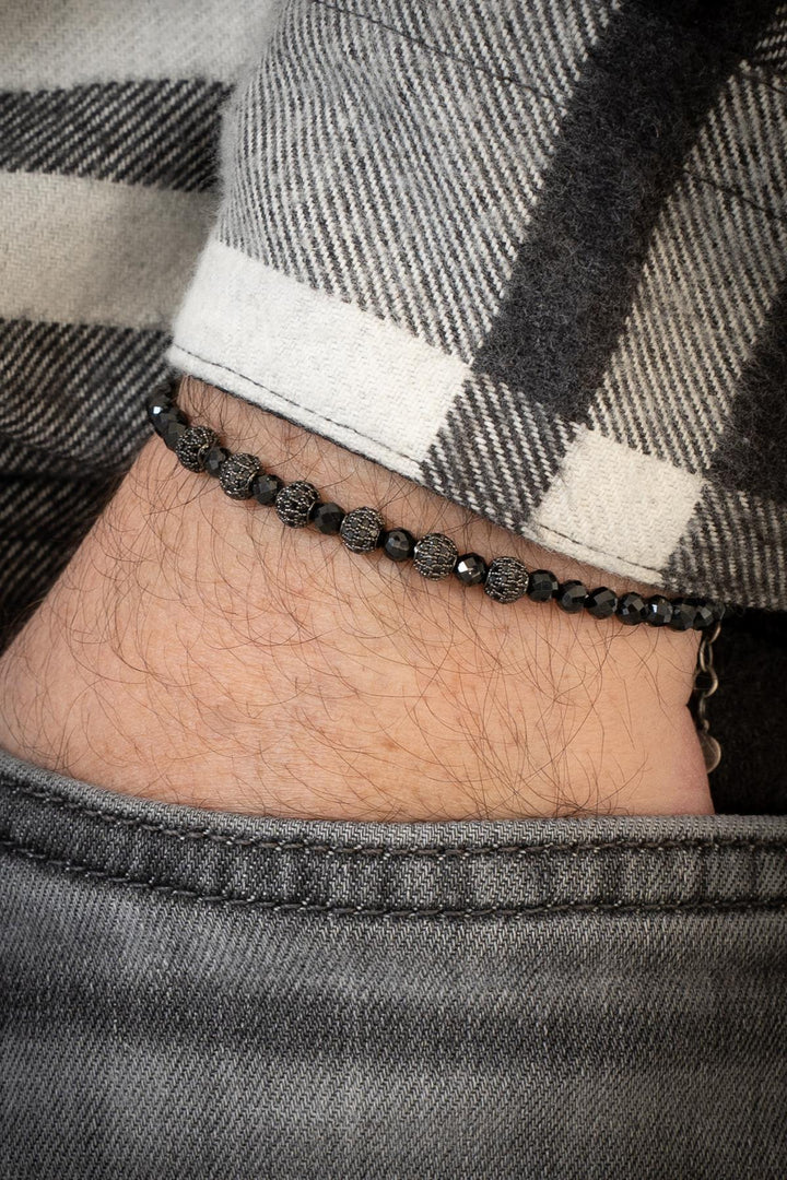 NVM FRNCH 925 Sterling Silver and Sapphire Natural Stone Zircon Piece Black Color Men's Bracelet FRJ12421-3421-S - Mulhouse