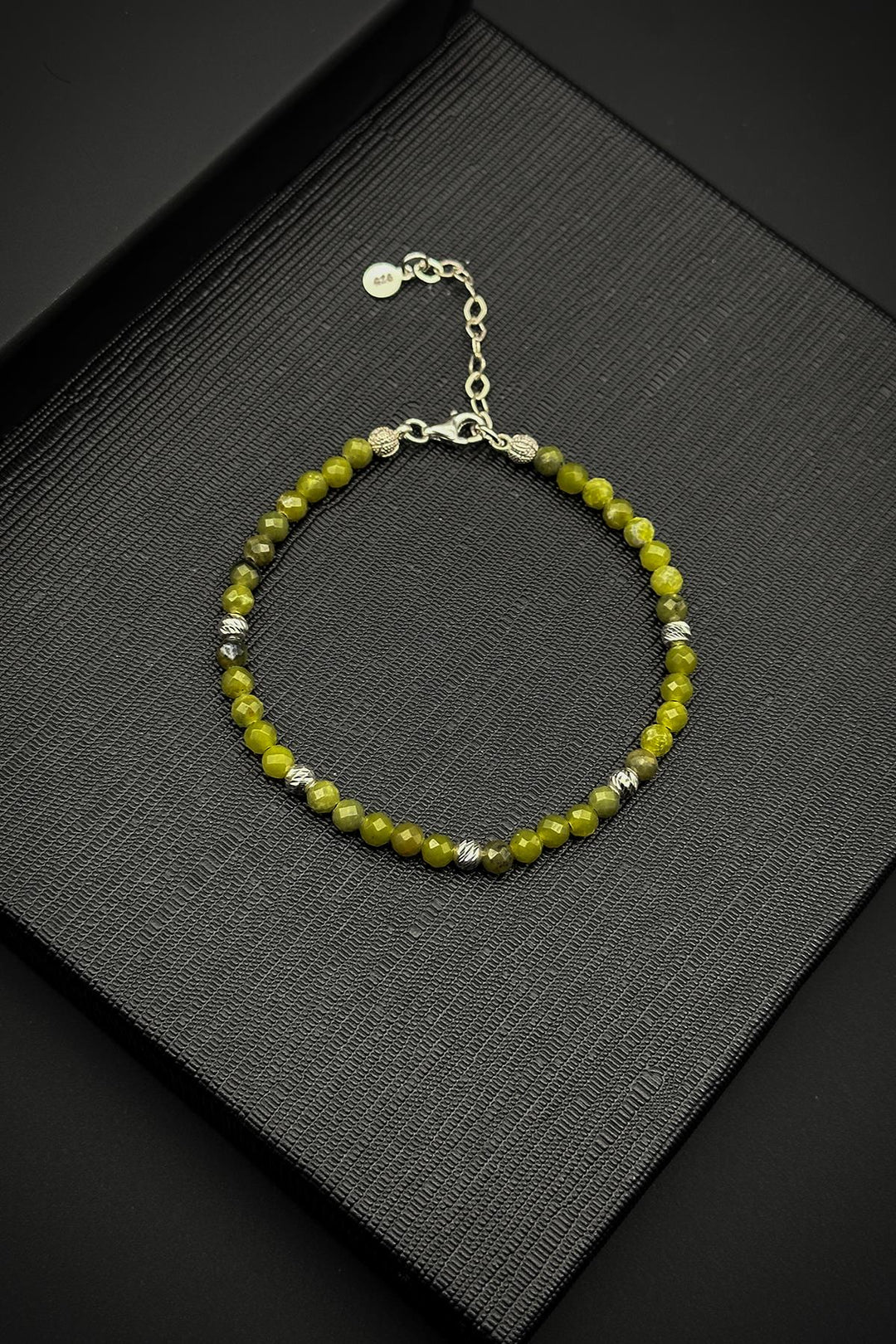 NVM FRNCH 925 Sterling Silver and Jade Natural Stone Green Color Men's Bracelet FRJ12053-3053-Y2 - Arnhem