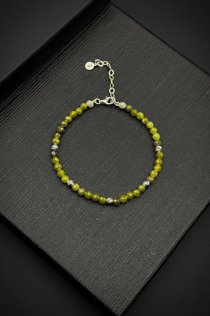 NVM FRNCH 925 Sterling Silver and Jade Natural Stone Green Color Men's Bracelet FRJ12053-3053-Y2 - Arnhem