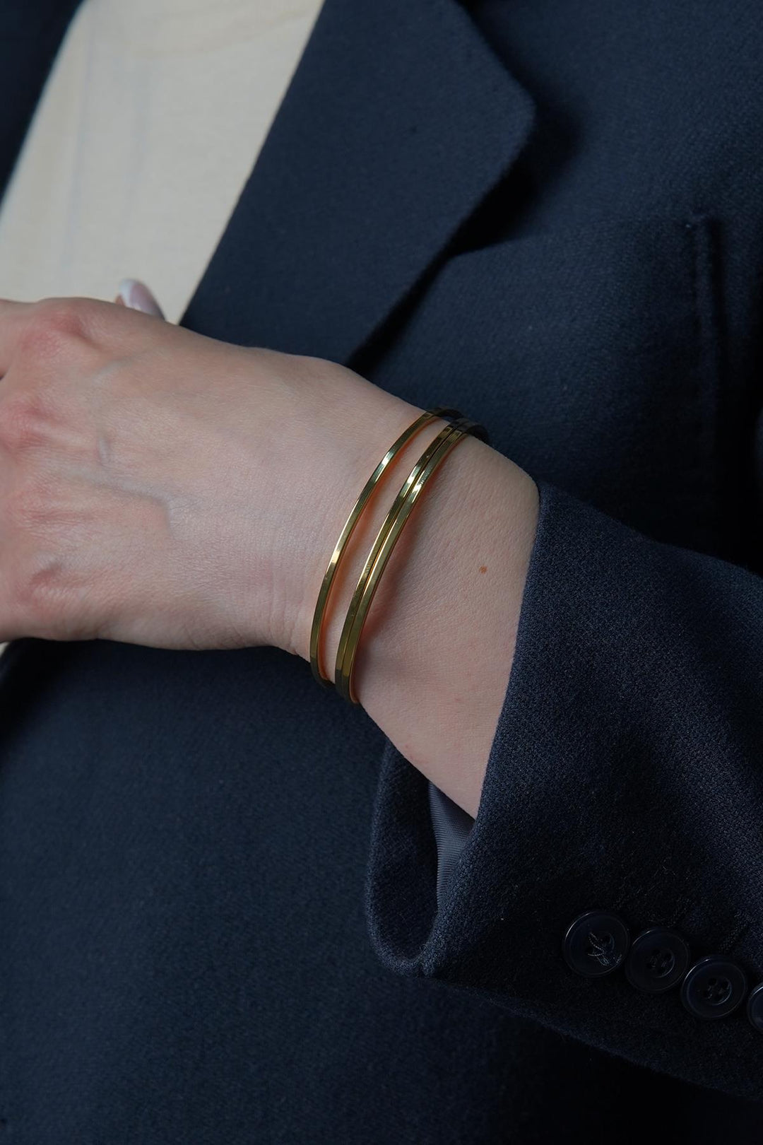NVM FRNCH Gold Color Women's Triple Cuff Bracelet FRJ12438-3438-G - Rubizhne