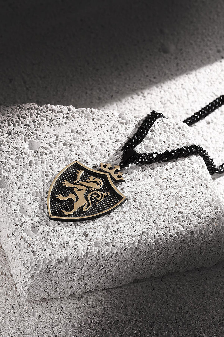 NVM FRNCH Lion Figure Distressed Black Color Men's Necklace FRJ30434-534-B3 - Woolwich