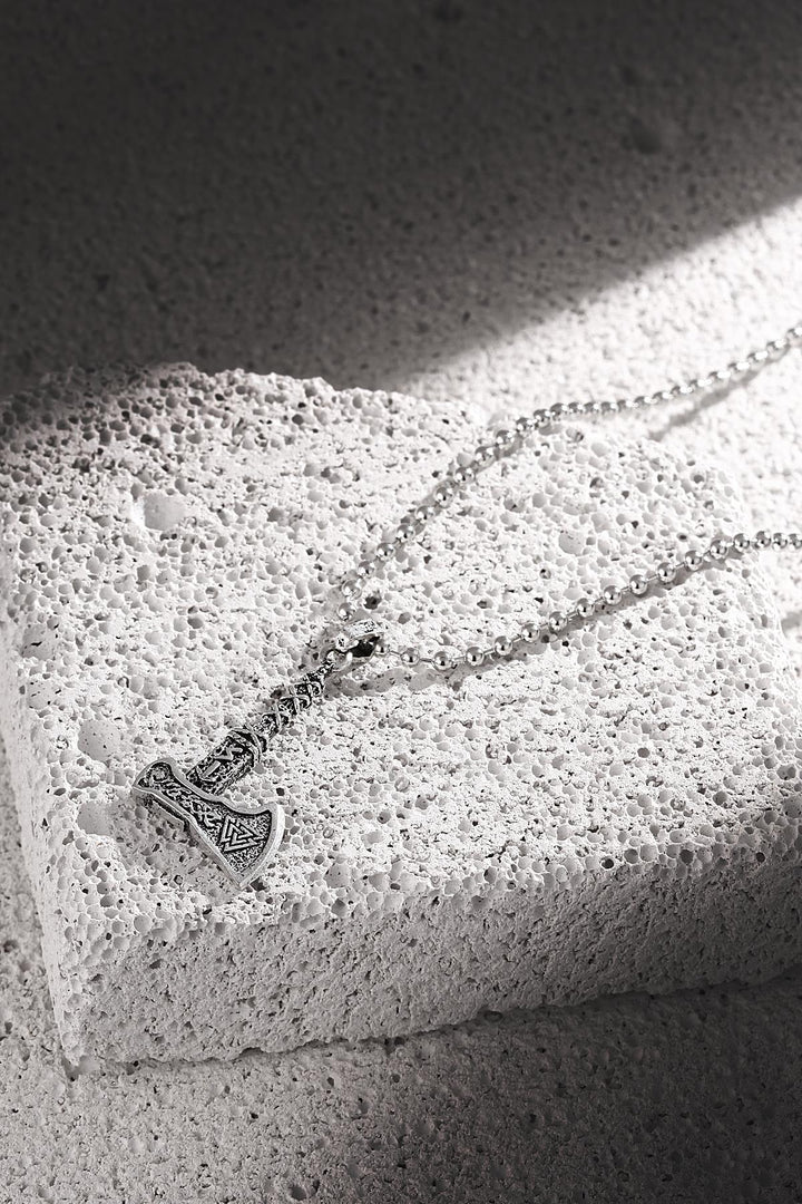 NVM FRNCH Axe Figured Zircon Stone Antique Silver Color Men's Necklace FRJ30430-530-A2 - Burnaby