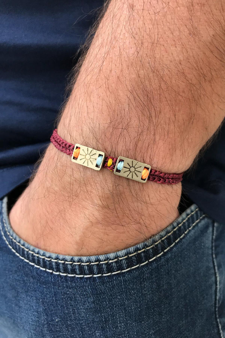 NVM FRNCH Greek Model Bordeaux Handmade Knitted Men's Bracelet FRJ2009090-B - Runcorn