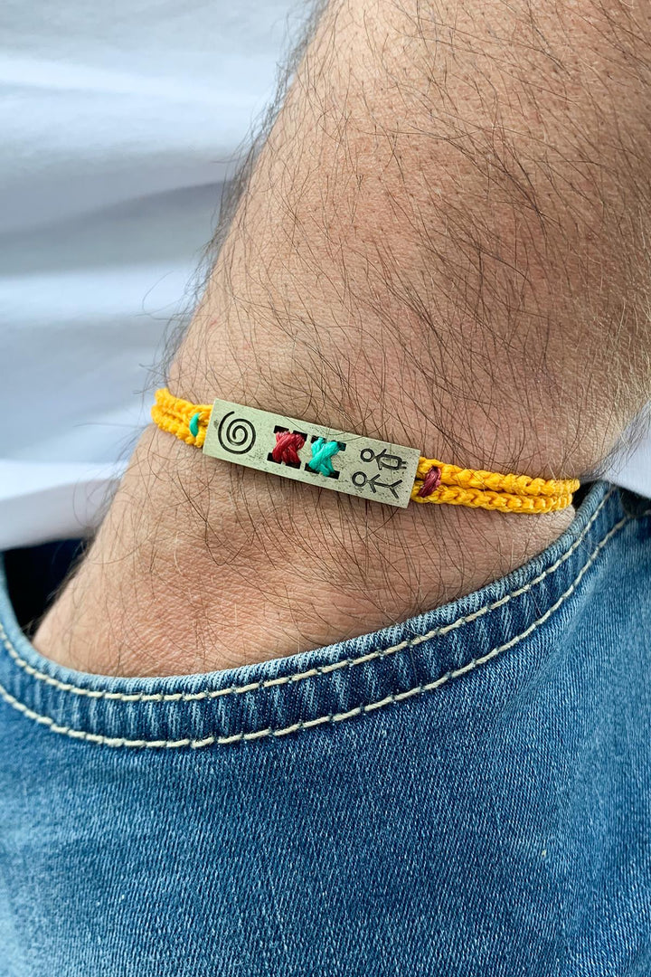 NVM FRNCH Greek Model Yellow String Handmade Knitted Men's Bracelet FRJ20110-210-S - Gladstone