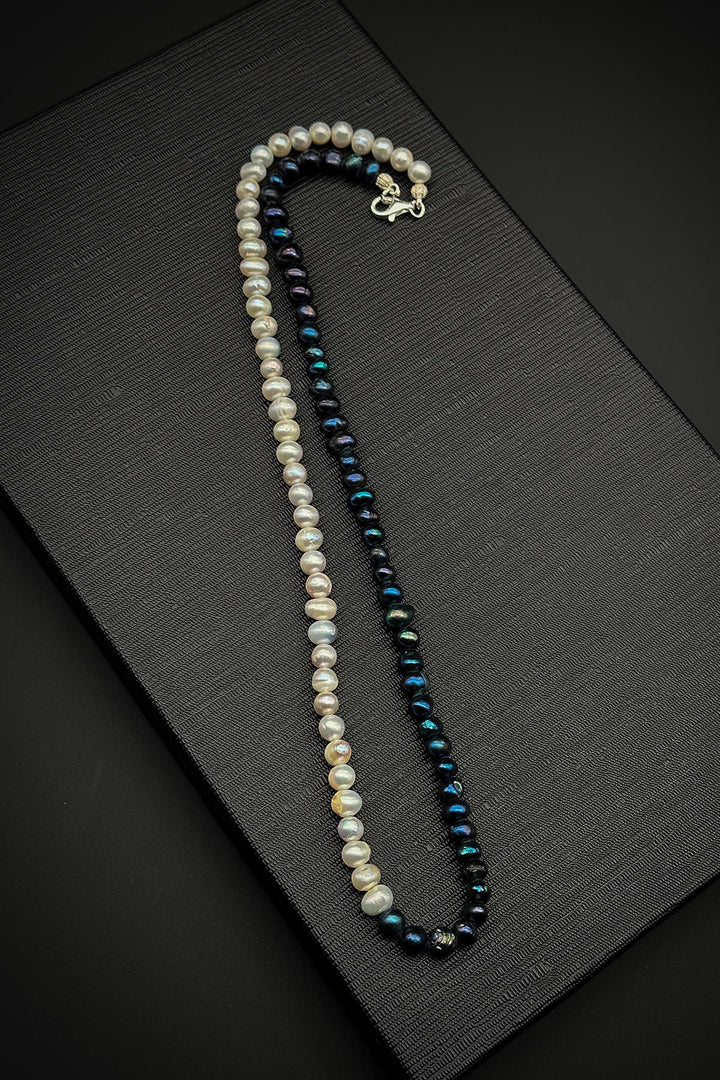 NVM FRNCH Pearl Stone Navy-White Color Men's Necklace FRJ30707-807-AL - Perugia