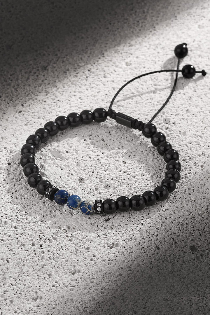 NVM FRNCH Mat Natural Stone Two-Tone Zircon Adjustable Handmade Men's Bracelet FRJ11257357-B2 - Allen