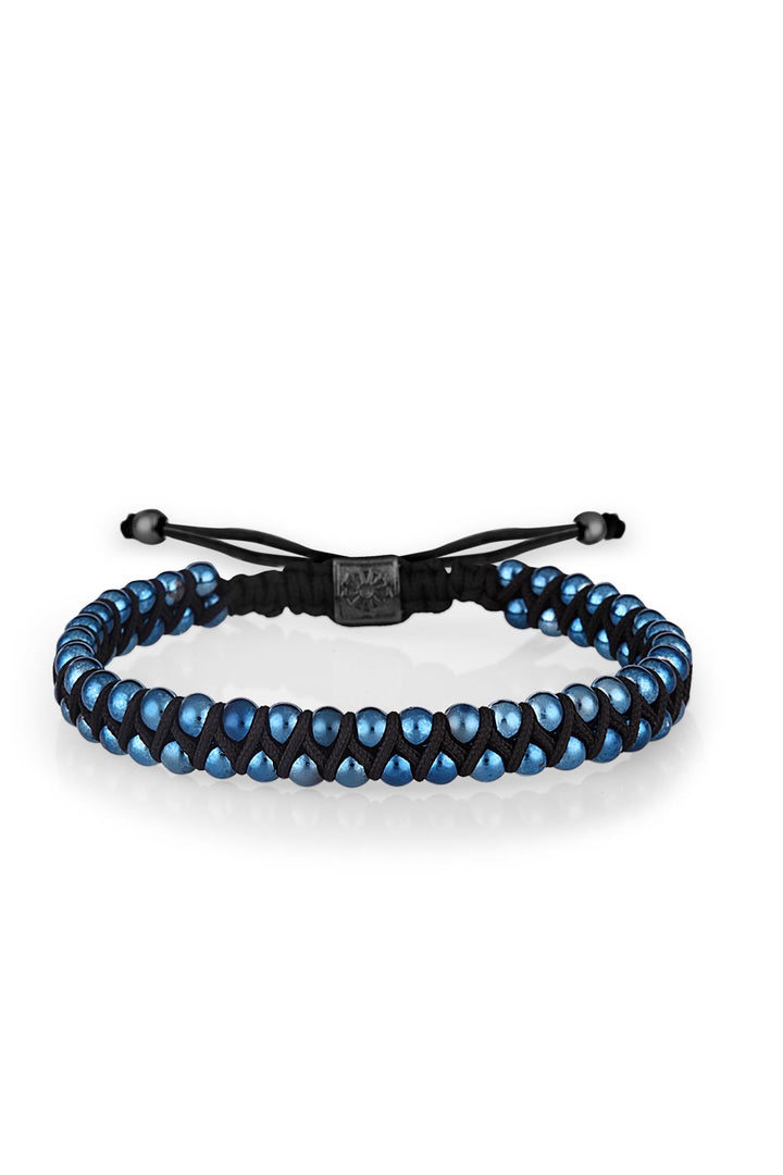 NVM FRNCH Blue Color Natural Stone Adjustable Men's Macrame Bracelet FRJ11166266-T - Toowoomba