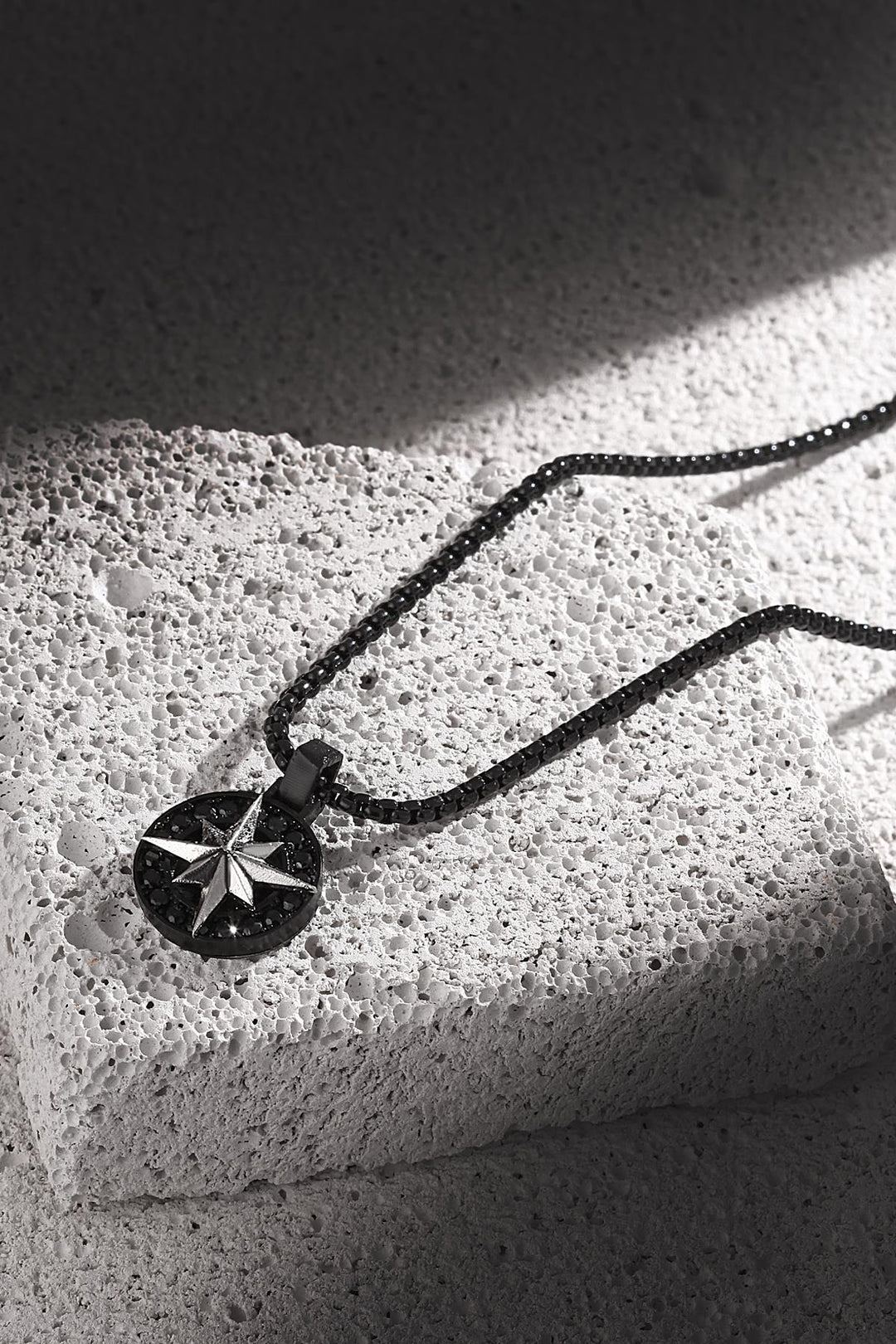 NVM FRNCH Compass Figured Zircon Stone Matte Black-Silver Color Men's Necklace FRJ30415-515-B2A - Jackson
