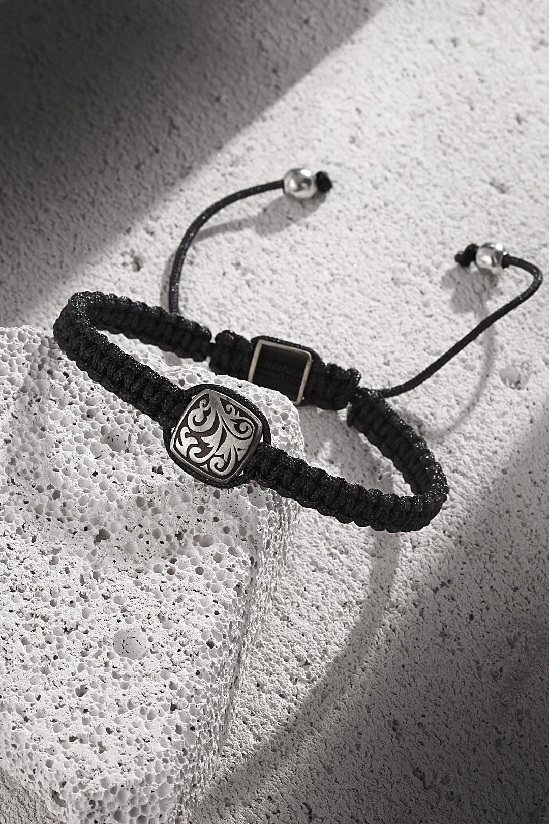 NVM FRNCH Shawl Pattern Model Black Color String Handmade Adjustable Men's Bracelet FRJ11244344-S - Piteşti