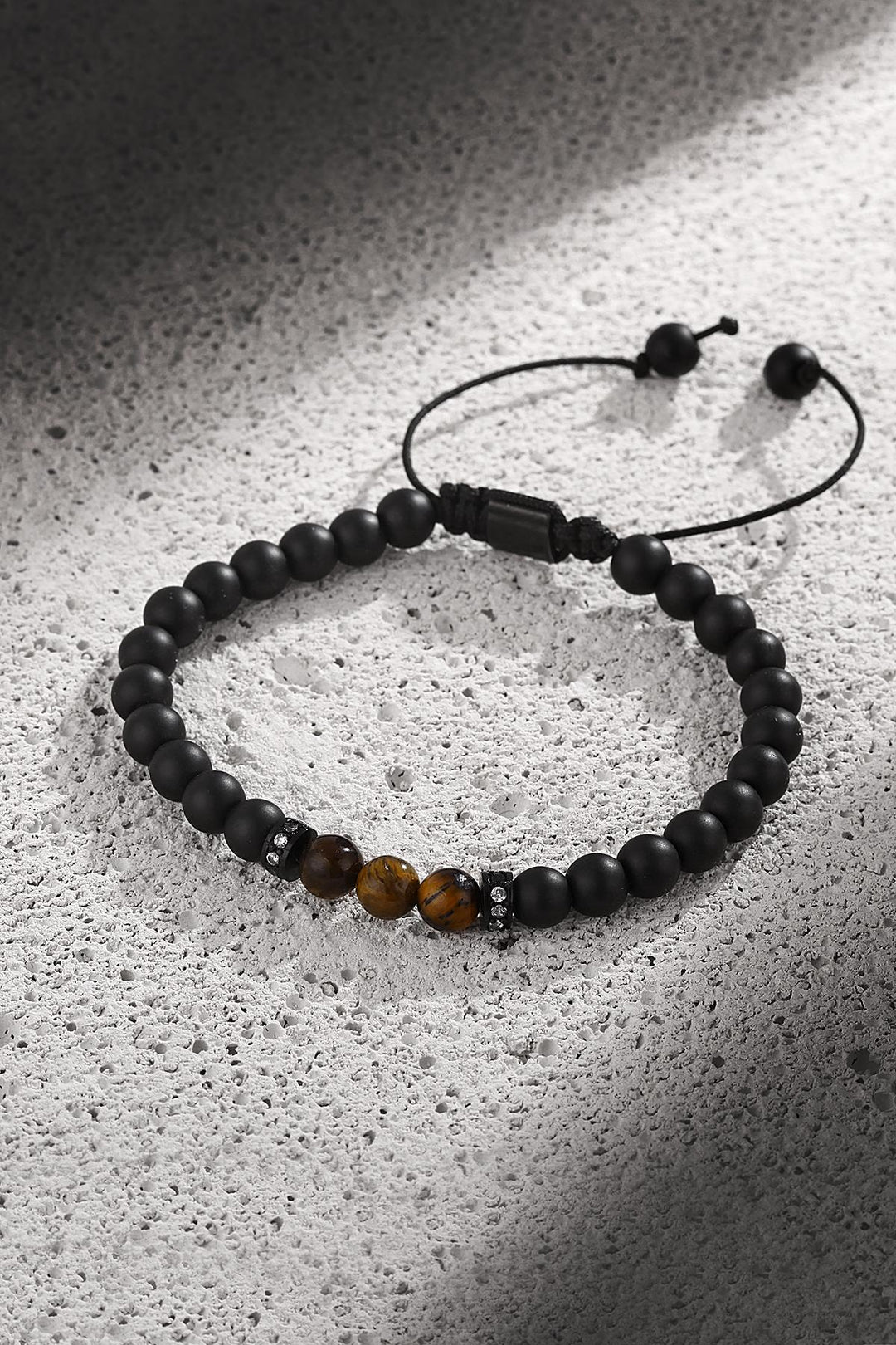 NVM FRNCH Natural Stone Double Color Adjustable Handmade Men's Bracelet FRJ11235335-B2 - Gravesend
