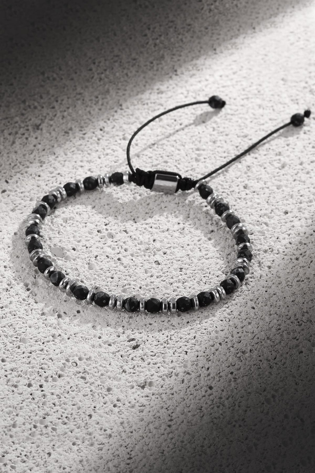 NVM FRNCH Varisit Natural Stone Black Color Adjustable Men's Bracelet FRJ11263363-S - Kallithéa