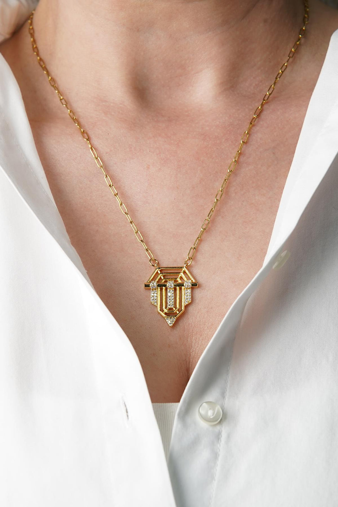 NVM FRNCH Gold Color Women's Necklace with Zircon Stone FRJ30819-919-G - Hallandale Beach