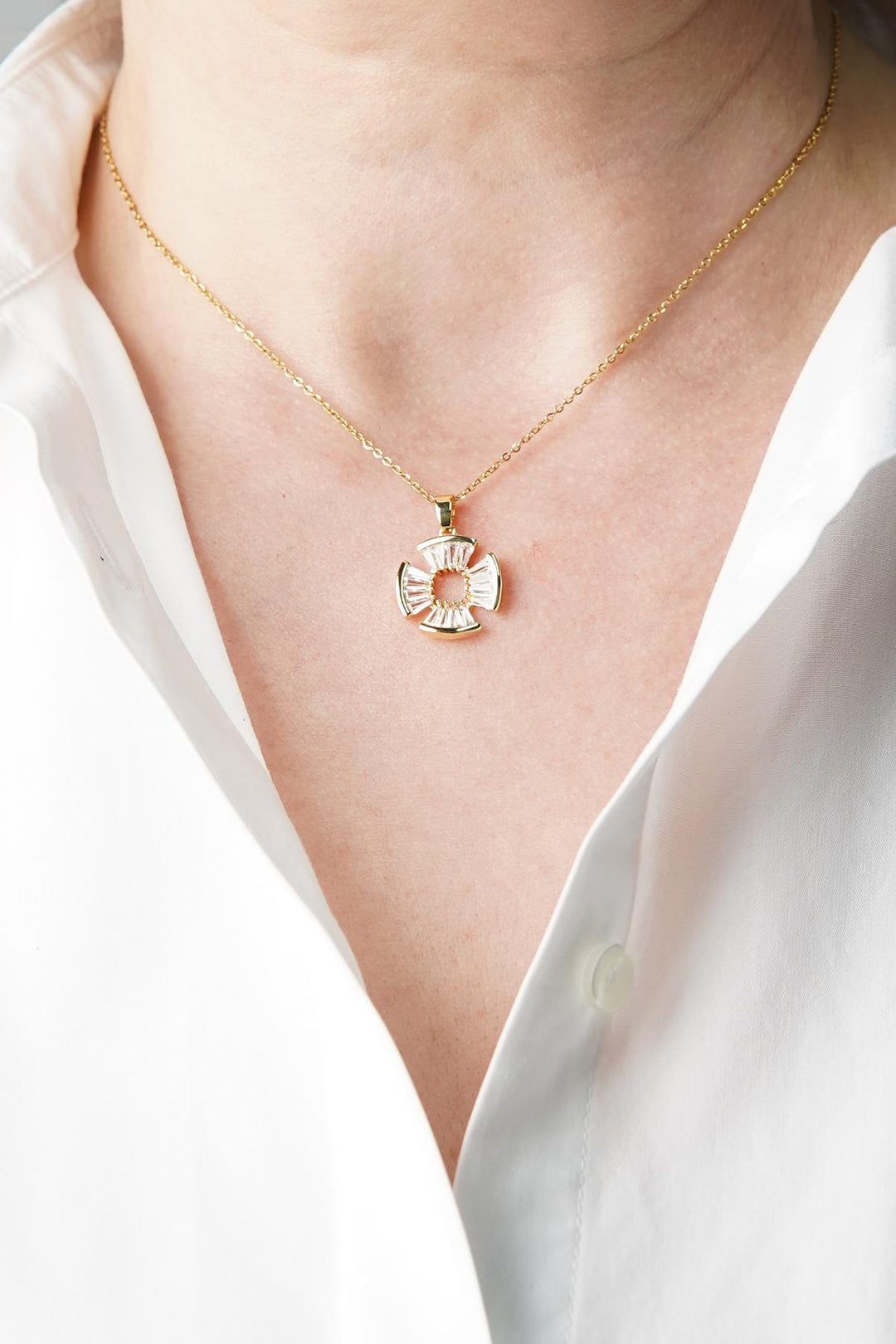 NVM FRNCH Gold Color Women's Necklace with Zircon Stone FRJ30820-920-G - Florence