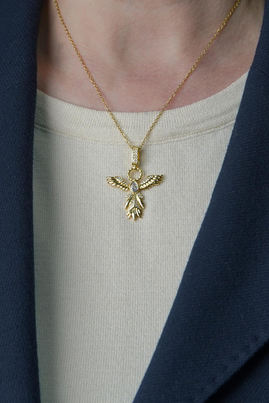 NVM FRNCH Gold Color Women's Necklace with Zircon Stone FRJ30822-922-G - Collierville