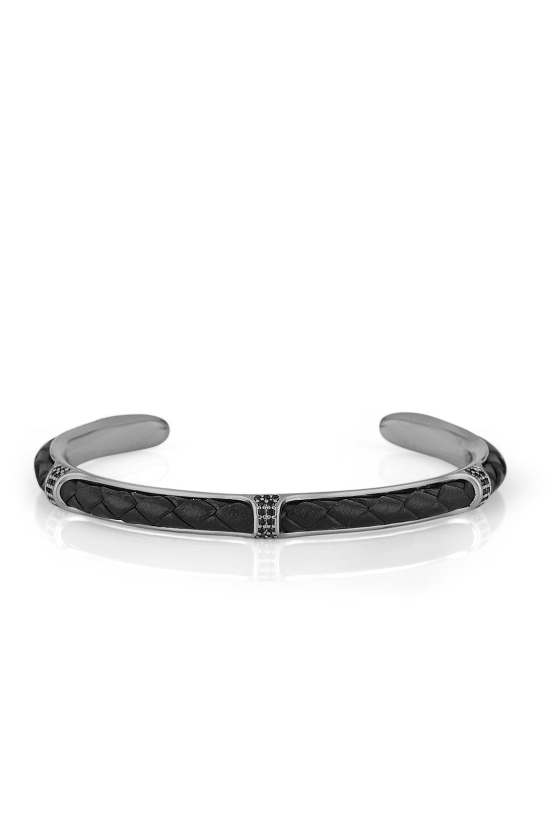 NVM FRNCH Men's Cuff Bracelet with Zircon Stone and Genuine Leather Detail Handmade FRJ11165265-BB - Barcellona-Pozzo di Gotto