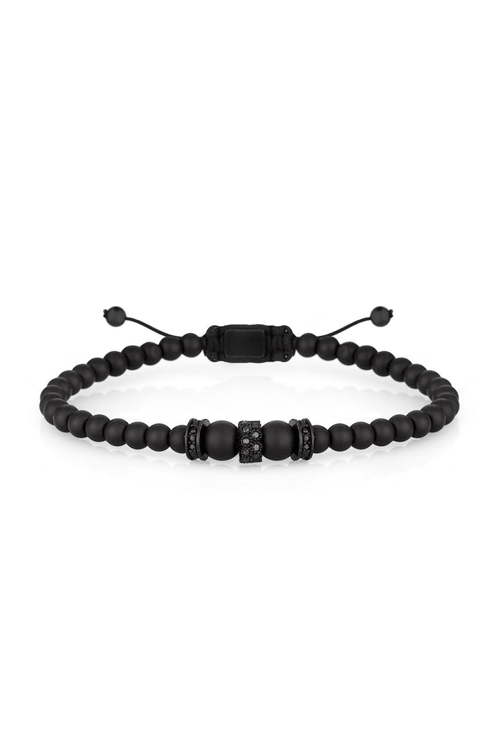 NVM FRNCH Black Matte Men's Macrame Bracelet with Zircon Stone FRJ11217317-B2 - Zaporizhzhia