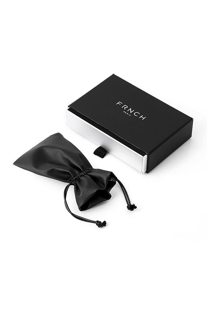 NVM FRNCH Black Color Men's Cuff Bracelet with Shawl Pattern and Zircon Stone FRJ11139239-B - Poinciana