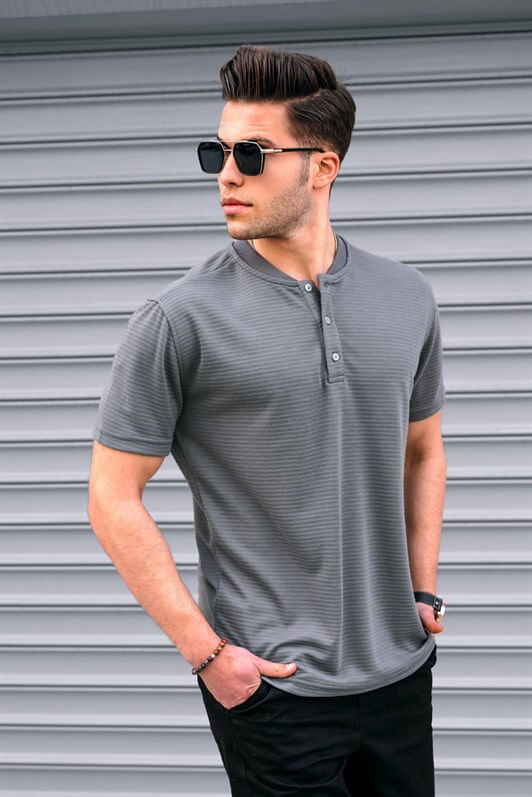 MDX Men's Smoke Buttoned Knit T-shirt - García
