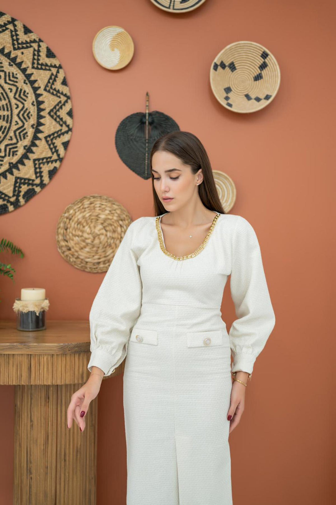 ELS Wide Neck Dress - Ecru - Daytona Beach