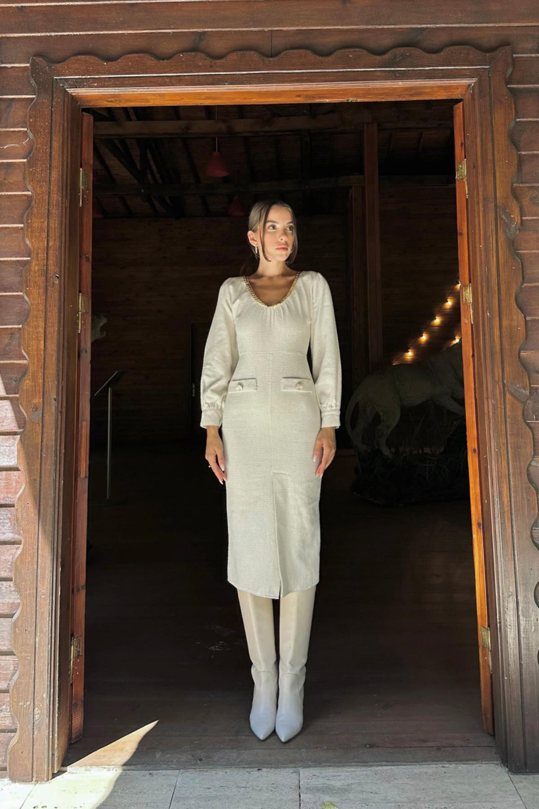 ELS Wide Neck Dress - Ecru - Daytona Beach