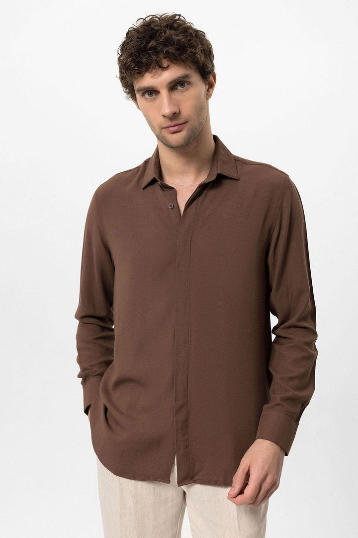 ANT Hidden Button Linen Blend Men's Shirt - Norwalk