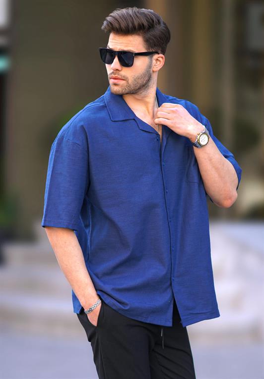 MDX Navy Short Sleeve Oversize Men's Shirt 6737 - Uster
