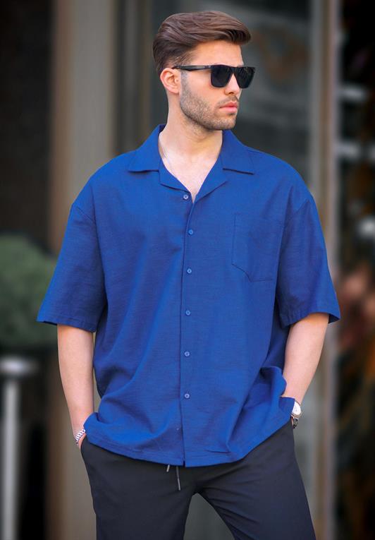 MDX Navy Short Sleeve Oversize Men's Shirt 6737 - Uster