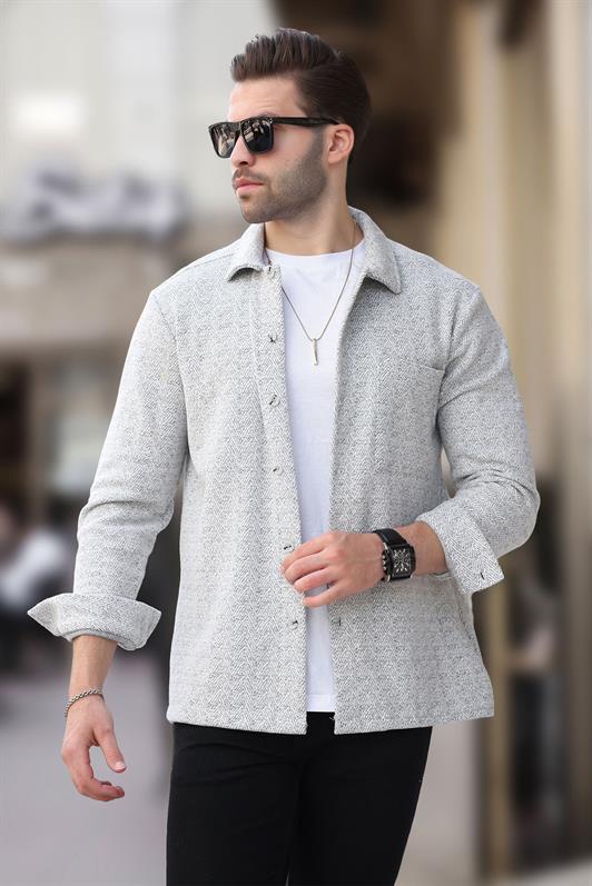 MDX Gray Patterned Single Pocket Men's Polar Shirt 6752 - Jelgava