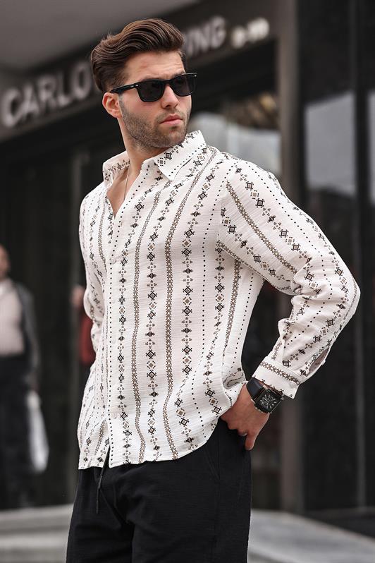 MDX Brown Patterned Long Sleeve Men's Shirt 6734 - Don Benito