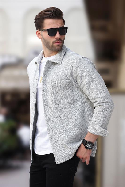 MDX Gray Patterned Single Pocket Men's Polar Shirt 6752 - Jelgava