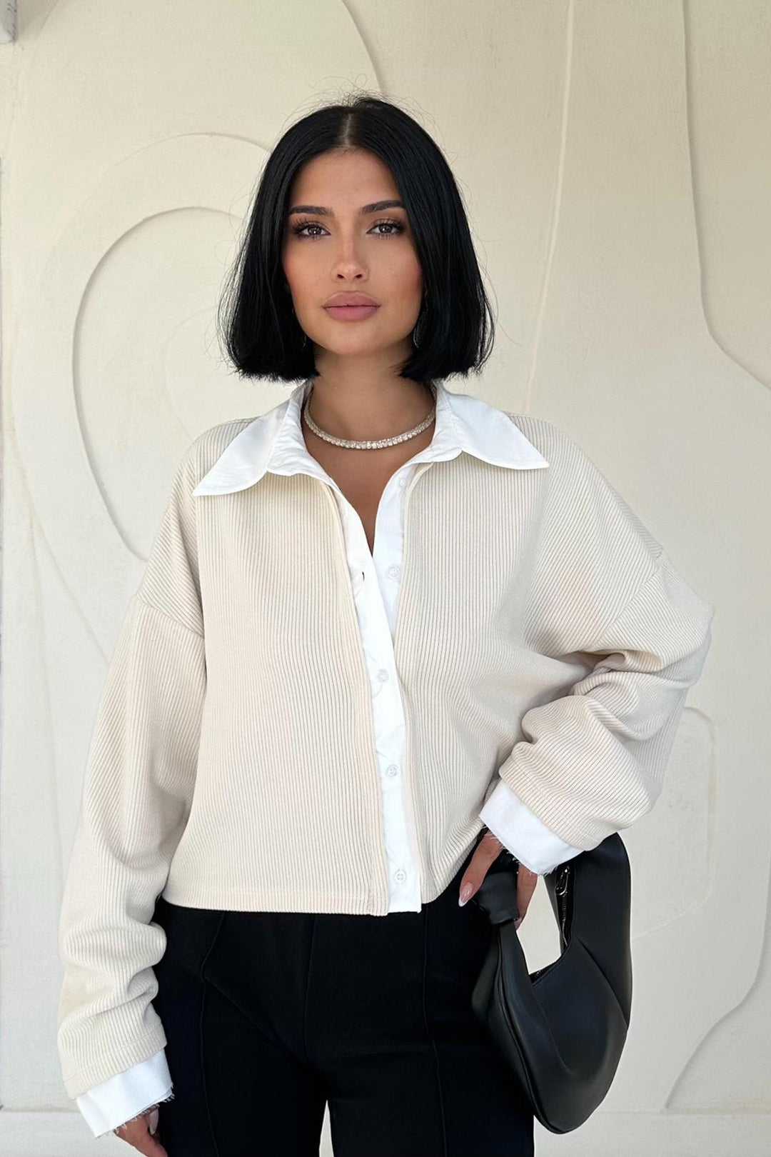 ELS Shirt Collar Blouse - Beige - Kamen
