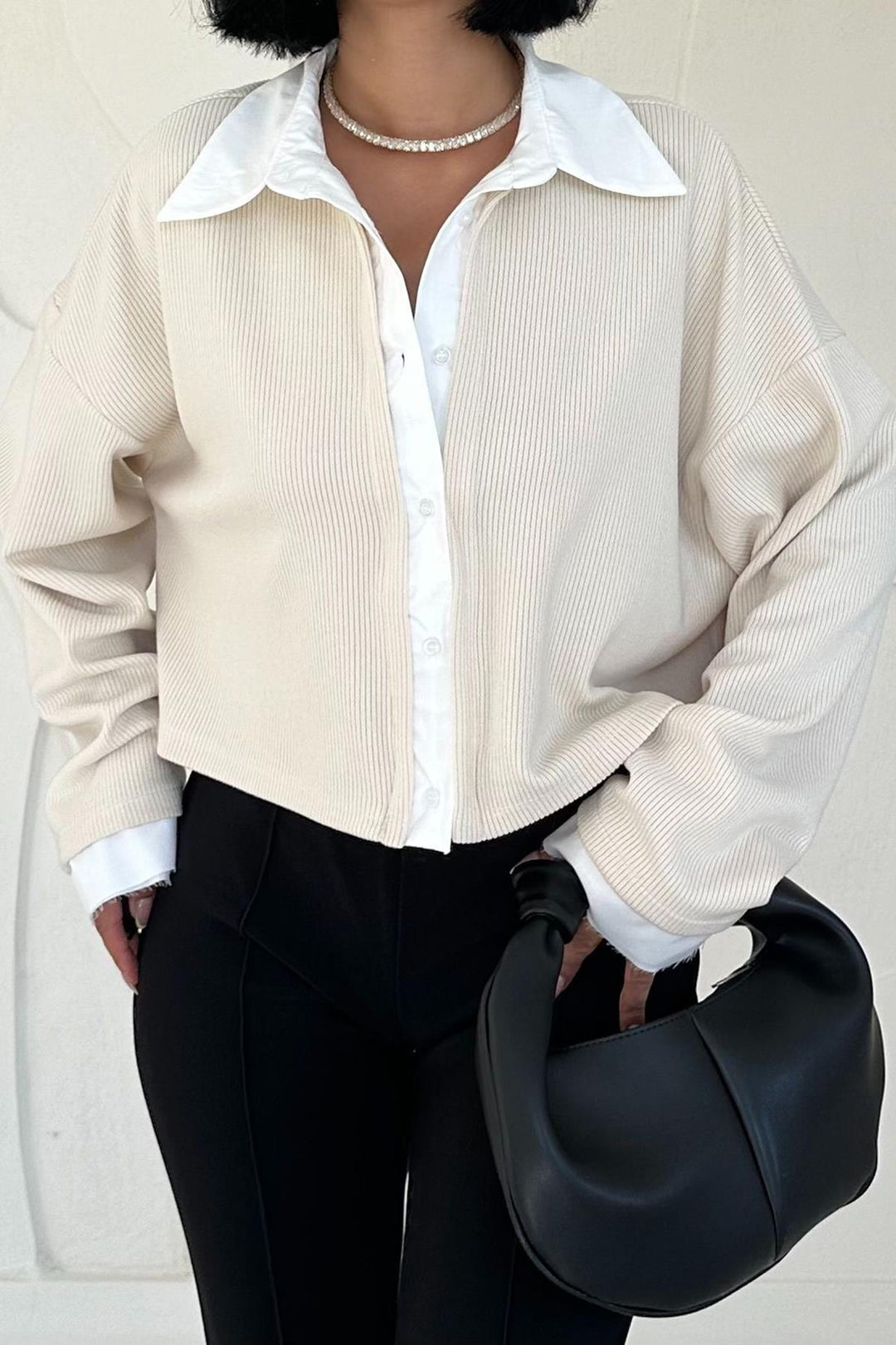 ELS Shirt Collar Blouse - Beige - Kamen