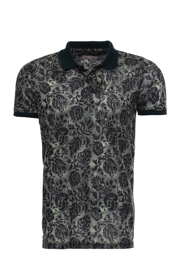 WSS Green Floral Polo Neck Men T-Shirt  - Hamilton